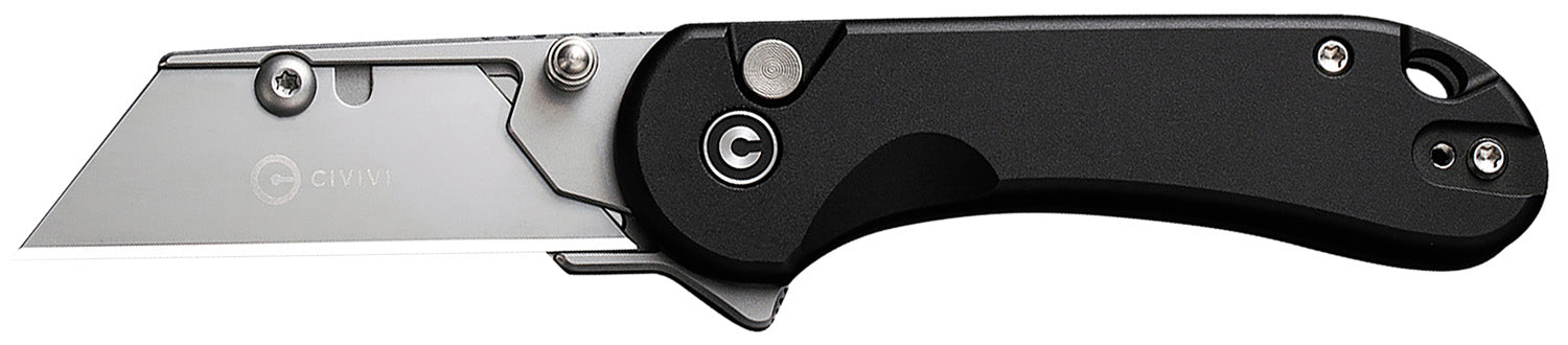 Civivi Elementum Utility All Purpose Pocket Knife, 6Cr13 Stainless Steel, Black Aluminum Handle w/ 3 Blades & Storage Pouch