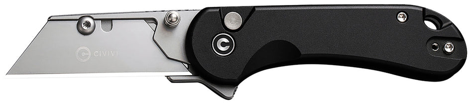 Civivi Elementum Utility All Purpose Pocket Knife, 6Cr13 Stainless Steel, Black Aluminum Handle w/ 3 Blades & Storage Pouch