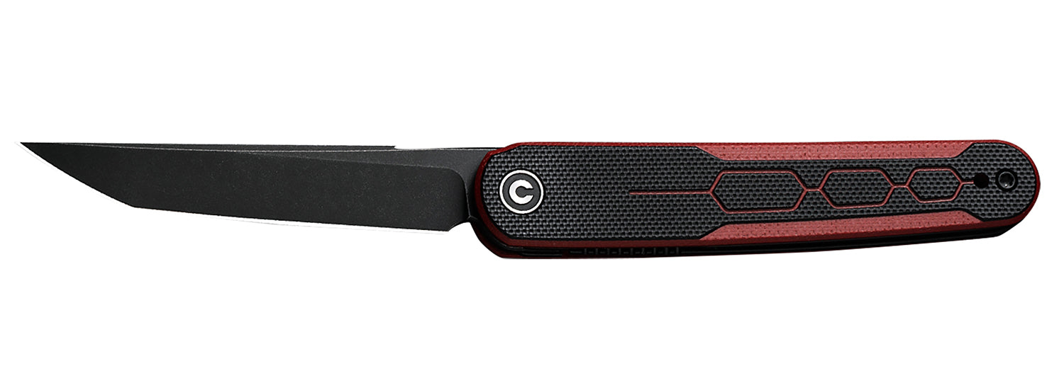 Civivi KwaiQ Pocket Knife 2.97" Nitro-V Stonewashed Blade, Black/Burgundy G10 Textured Handle w/ Pocket Clip