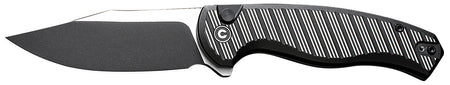 Civivi Stormhowl Pocket Knife 3.30" Nitro-V Stonewashed Clip Point Blade, Milled Black Aluminum Handle w/ Button Lock