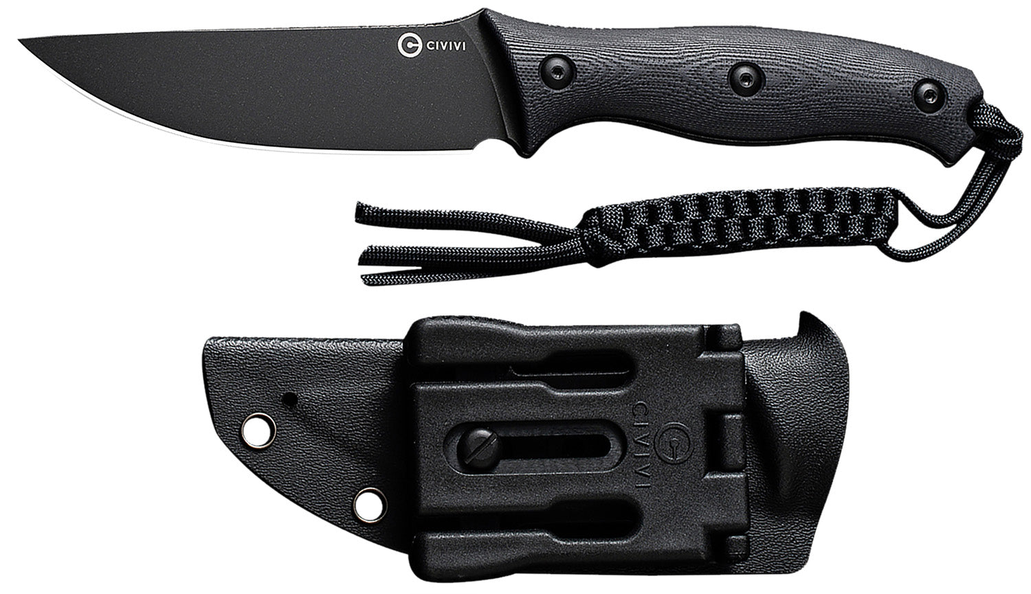 Civivi Stormridge Fixed Blade Knife 3.92" Nitro-V Stonewashed Blade, Black G10 Handle, T-Clip & Kydex Sheath