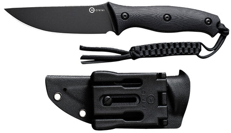 Civivi Stormridge Fixed Blade Knife 3.92" Nitro-V Stonewashed Blade, Black G10 Handle, T-Clip & Kydex Sheath
