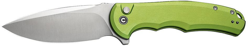 Civivi Praxis Pocket Knife 3.75" Nitro-V Satin Drop Point Blade, Lime Green Aluminum Handle w/ Pocket Clip
