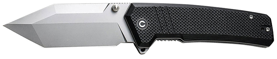 Civivi Bhaltair Pocket Knife 3.98" 14C28N Stonewashed Tanto Blade, Black G10 Textured Handle w/ Pocket Clip