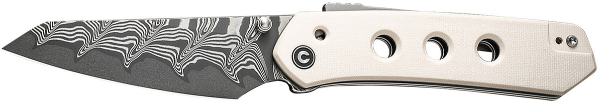 Civivi Vision FG 3.54" Folding Reverse Tanto Damascus Steel Blade, Ivory Textured G10 Handle