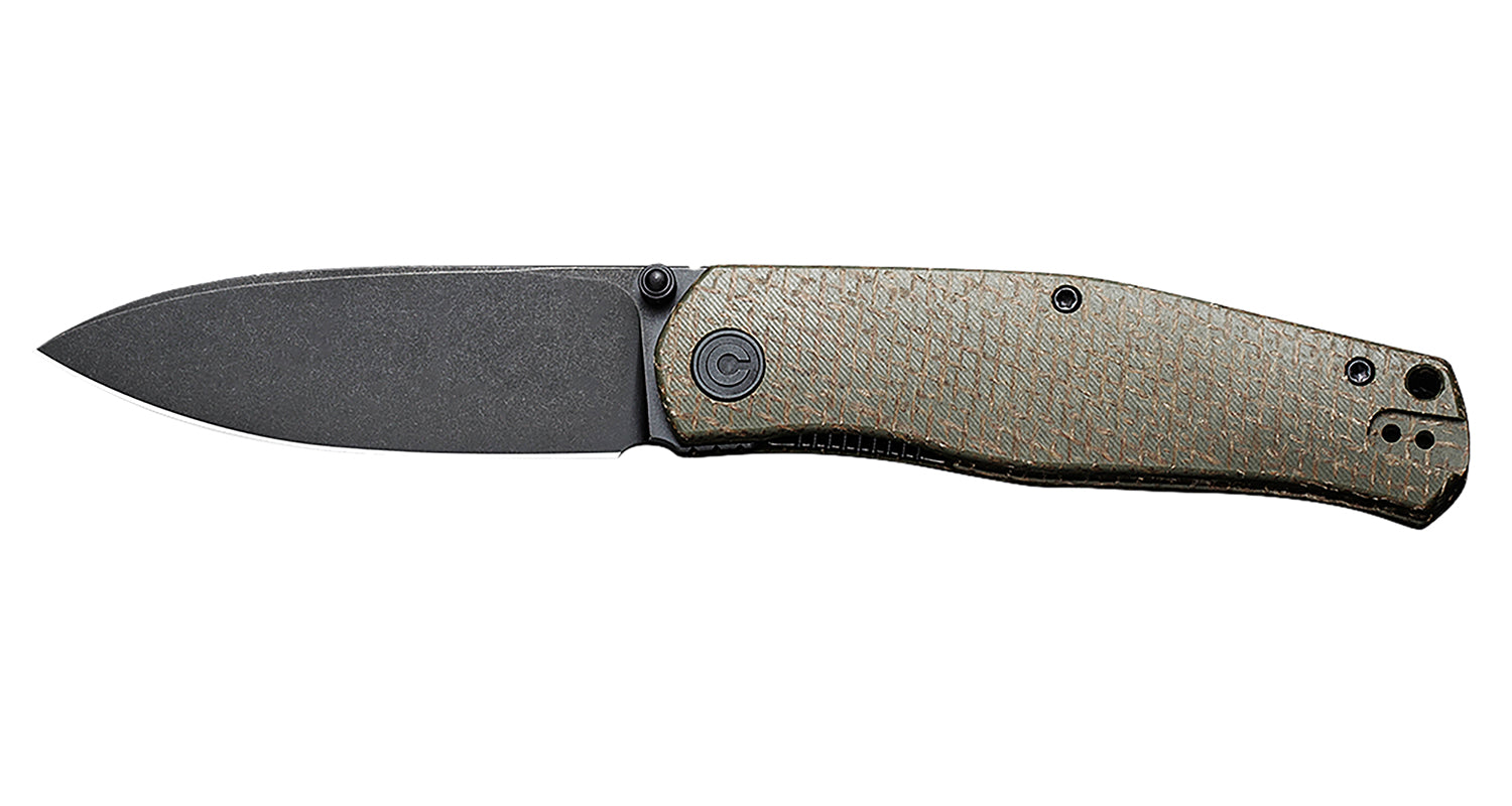 Civivi Sokoke 3.35" Folding EDC Drop Point Stonewashed 14C28N Steel Blade, Green Textured Burlap Micarta Handle
