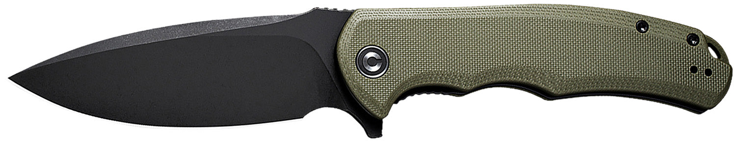 Civivi Praxis 3.75" Folding Knife Black Stonewashed 9Cr18MoV SS Blade, OD Green G10 Textured Handle