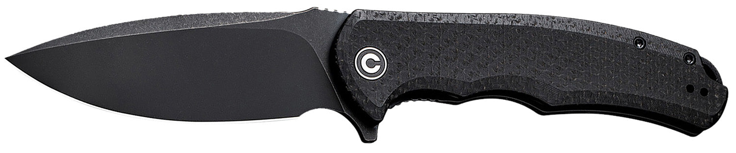 Civivi Praxis 3.75" Folding Knife Stonewashed 9Cr18MoV SS Blade, Black Textured Micarta Handle