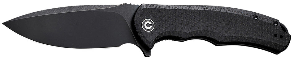 Civivi Praxis 3.75" Folding Knife Stonewashed 9Cr18MoV SS Blade, Black Textured Micarta Handle