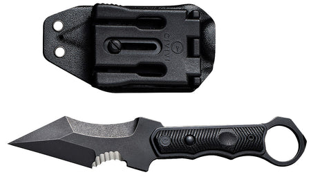 Civivi Orthrus 3.76" Fixed Karambit/Straight Nitro-V Stonewashed Blade, Black G10 Handle w/ Finger Ring