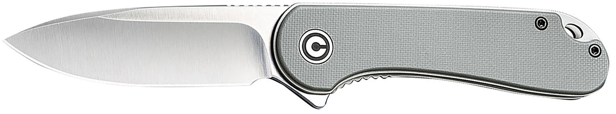 Civivi Elementum 2.96" Folding Tanto D2 Steel Stonewashed Blade, 4.03" Gray Textured Micarta Handle