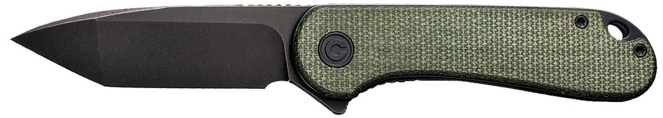 Civivi Elementum 2.96" Folding Tanto D2 Steel Stonewashed Blade, 4.03" Green Textured Micarta Handle