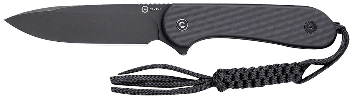 Civivi Elementum 3.98" Fixed Blade Stonewashed D2 Steel, 4.50" Black G10 Handle with Kydex Sheath