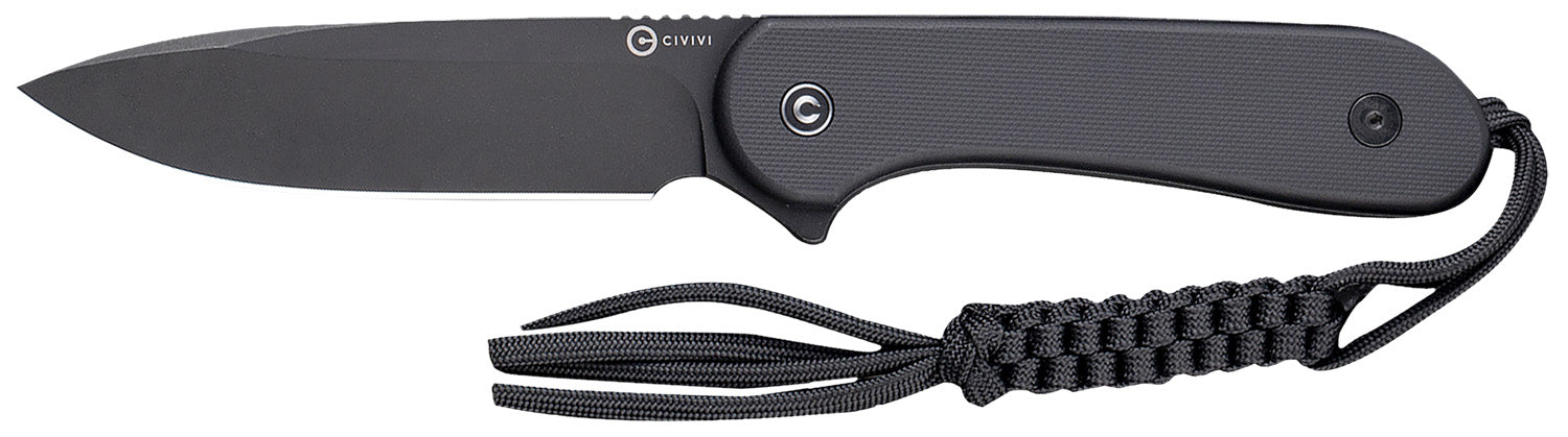 Civivi Elementum 3.98" Fixed Blade Stonewashed D2 Steel, 4.50" Black G10 Handle with Kydex Sheath