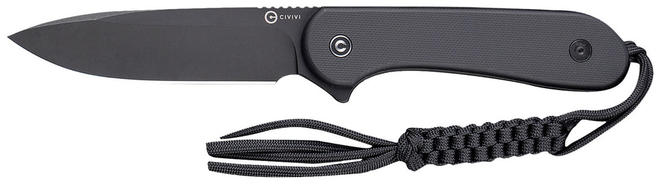 Civivi Elementum 3.98" Fixed Blade Stonewashed D2 Steel, 4.50" Black G10 Handle with Kydex Sheath