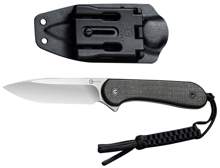 Civivi Elementum 3.98" Fixed Blade Satin D2 Steel, 4.50" Dark Green Micarta Handle with Kydex Sheath