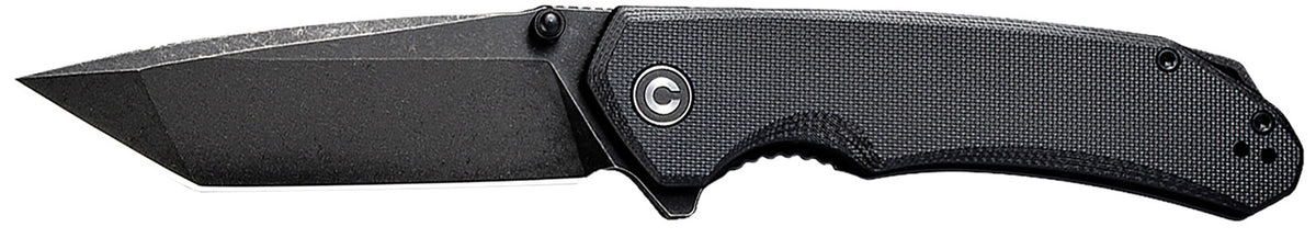 Civivi Brazen Folder C2023C 3.46" D2 Steel Black Stonewashed Tanto Blade Black Textured G10 Handle Pocket Clip