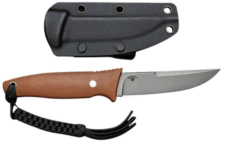Civivi Tamashii 4.07" Fixed Blade C19046-5 Gray Stonewashed D2 Steel Brown Micarta Handle T-Clip Paracord Lanyard