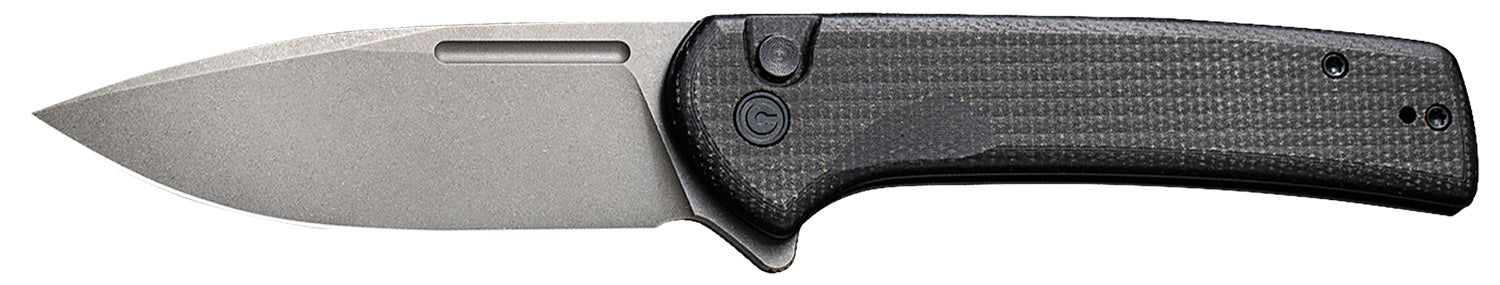 Civivi Conspirator Folder C21006-1 3.48" Gray Stonewashed Nitro-V Blade Black Textured Micarta Handle Pocket Clip
