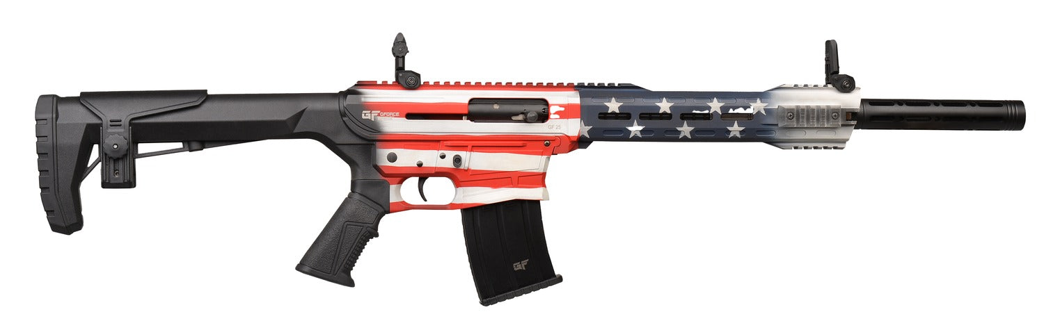 Gforce Arms GF2512USA GF25 USA 12 Gauge Semi-Auto 3" 5+1 20" Flat Dark Earth Cerakote Threaded Barrel, USA Receiver, Black Adjustable Synthetic Stock w/Black Rubber Grip