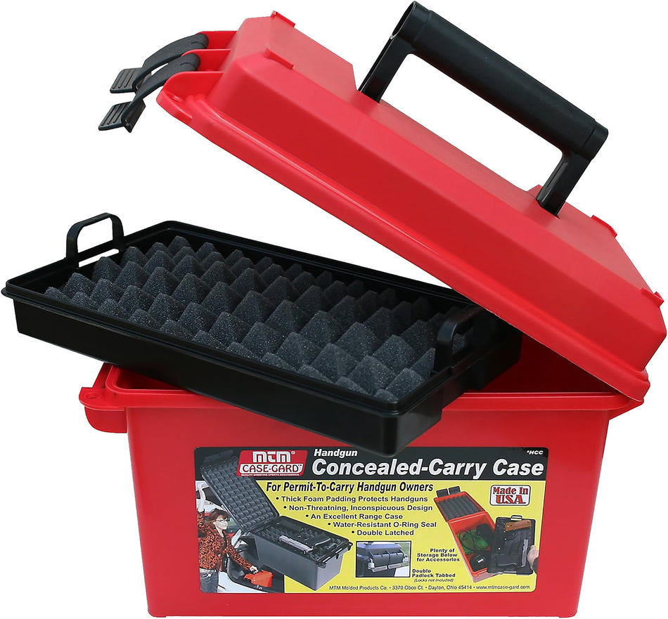 MTM Case-Gard HCC30 Red Concealed Carry Pistol Case Foam-Lined for 2 Medium Frame Handguns