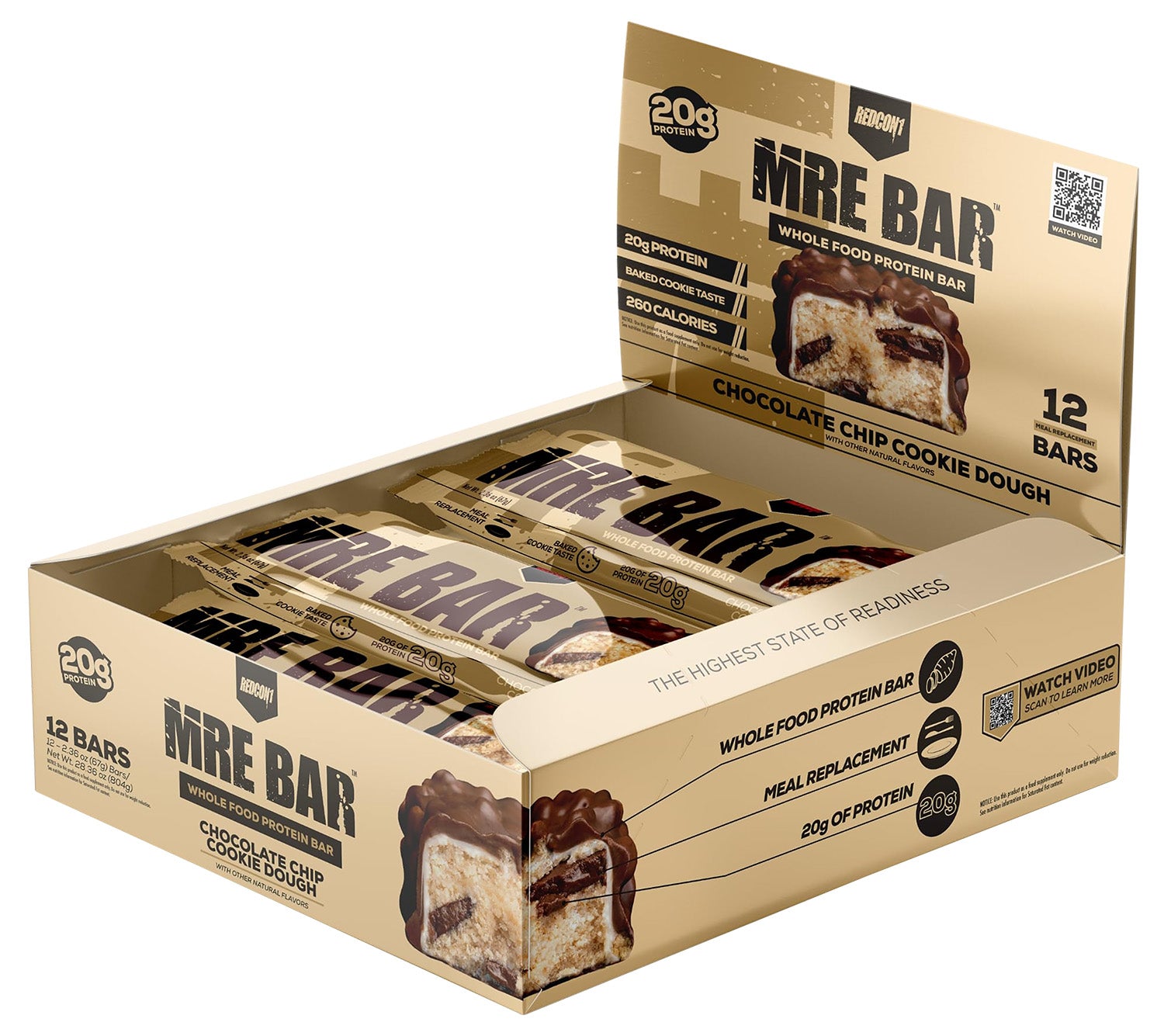 Redcon1 MRE Protein Snack Bar Cookie Dough Flavor 12 Pack