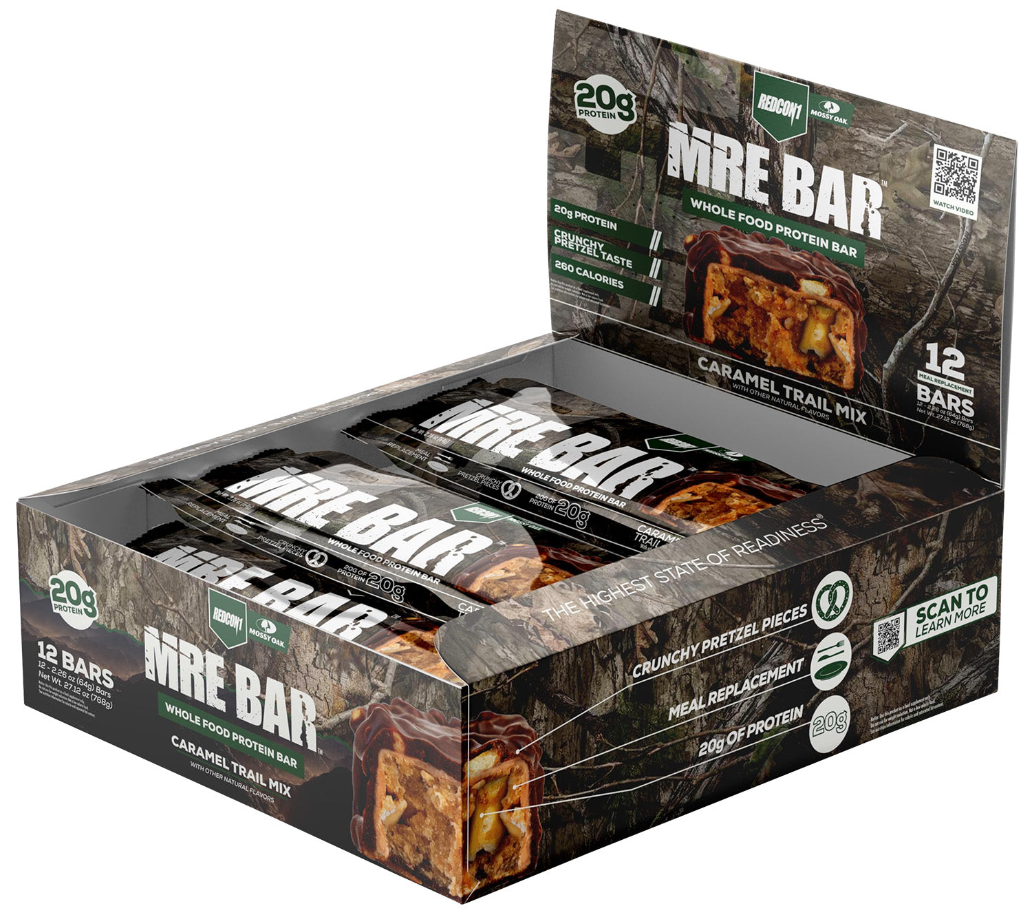 Redcon1 MRE Protein Snack Bar Caramel Trail Mix Flavor 12 Pack
