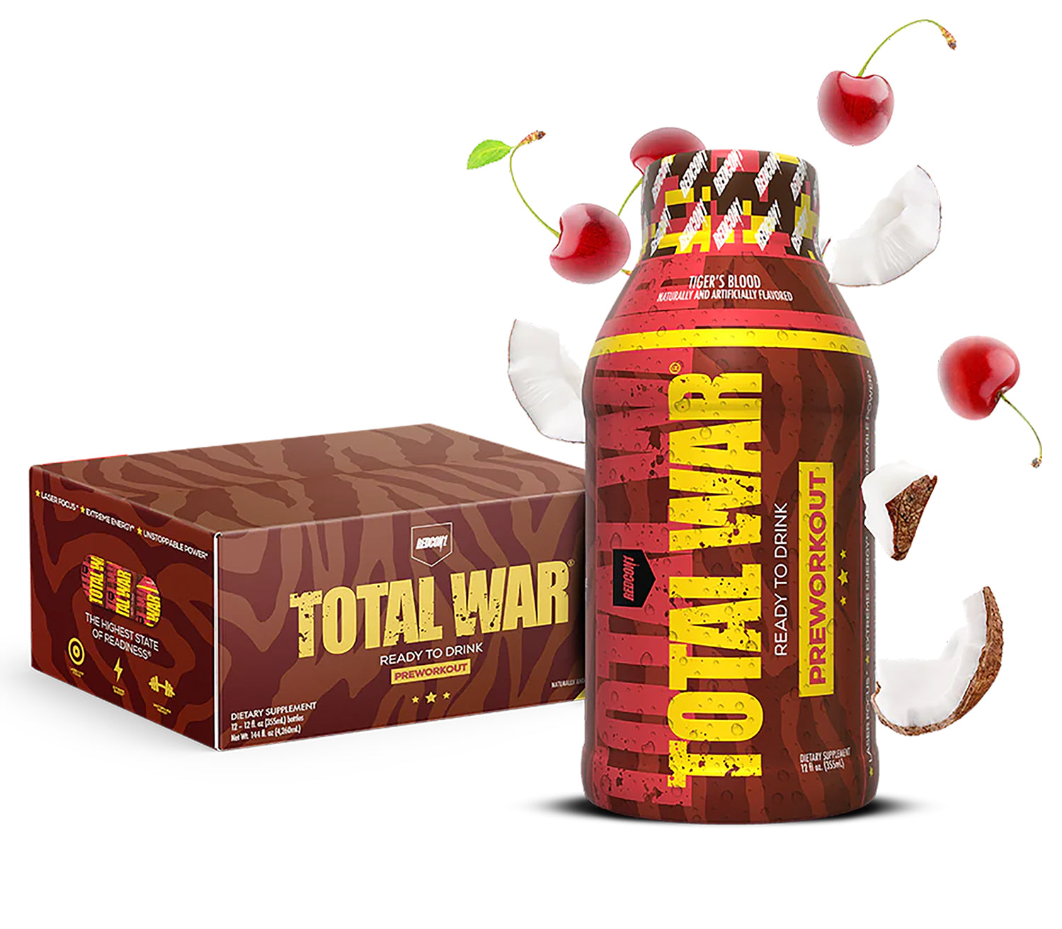 Redcon1 RC1TWRTDTB12 Total War Pre-Workout Drink Tigers Blood 12 Pack