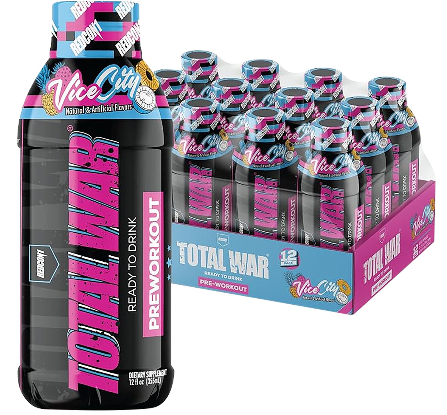 Redcon1 RC1TWRTDVC12 Total War Pre-Workout Drink Vice City 12 Pack