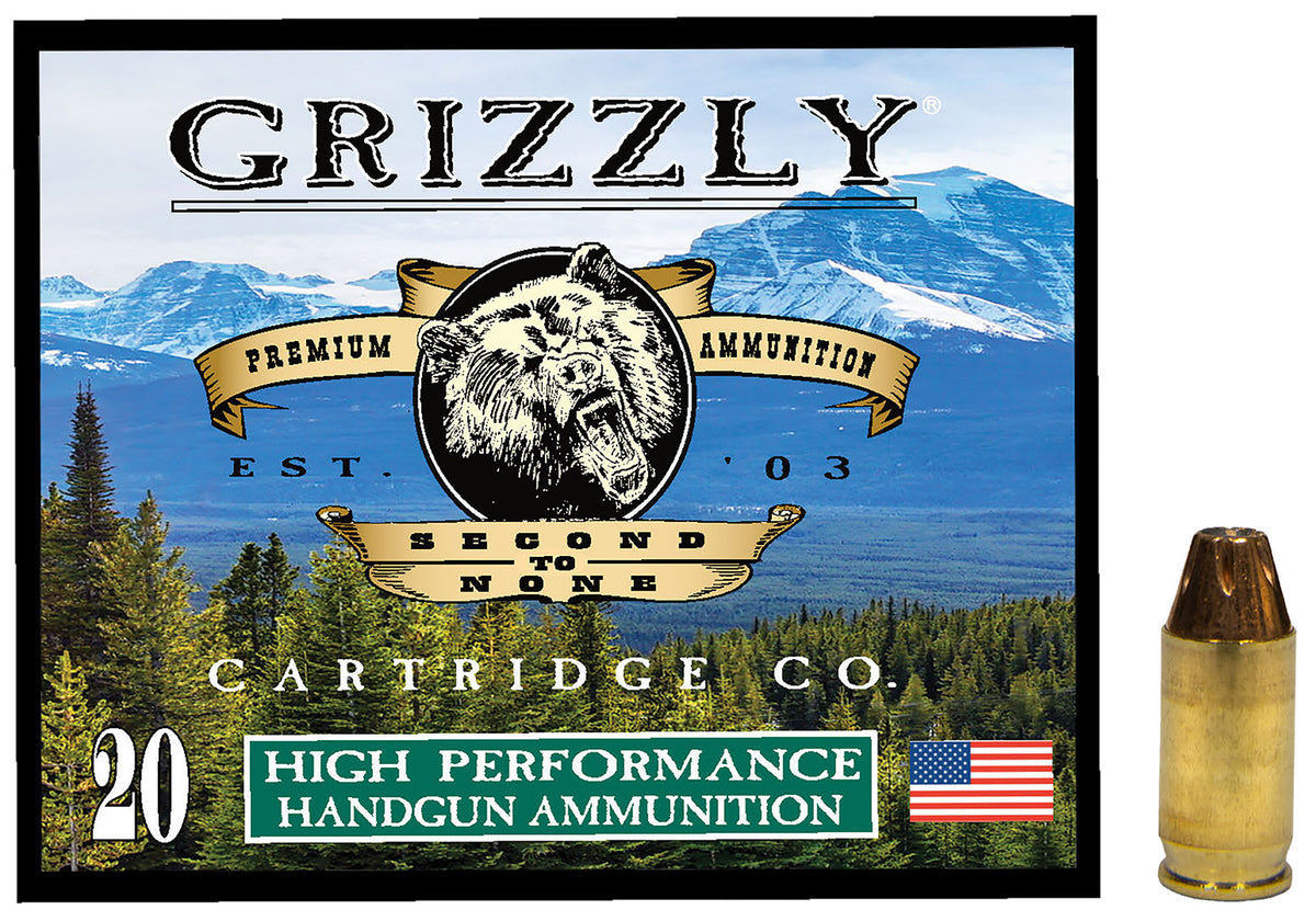 Grizzly Cartridge +P .380 ACP/Auto 90 grain Jacketed Hollow Point ammunition