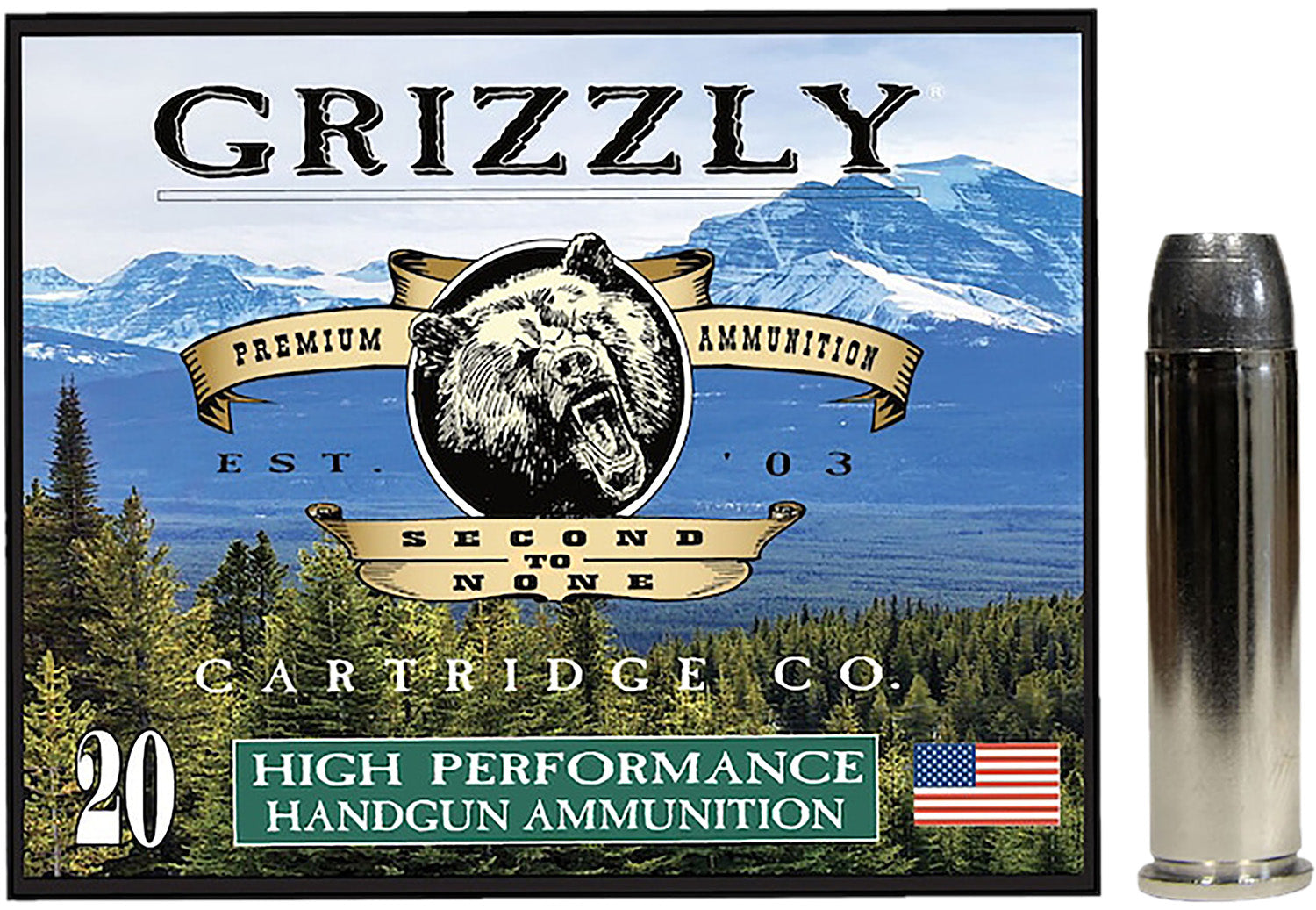 Grizzly Cartridge  .357 Magnum 180 grain Wide Flat Nose Gas Checked ammunition