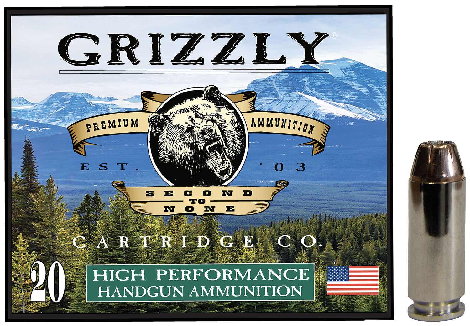 Grizzly Cartridge  10mm Auto 180 grain Jacketed Hollow Point ammunition