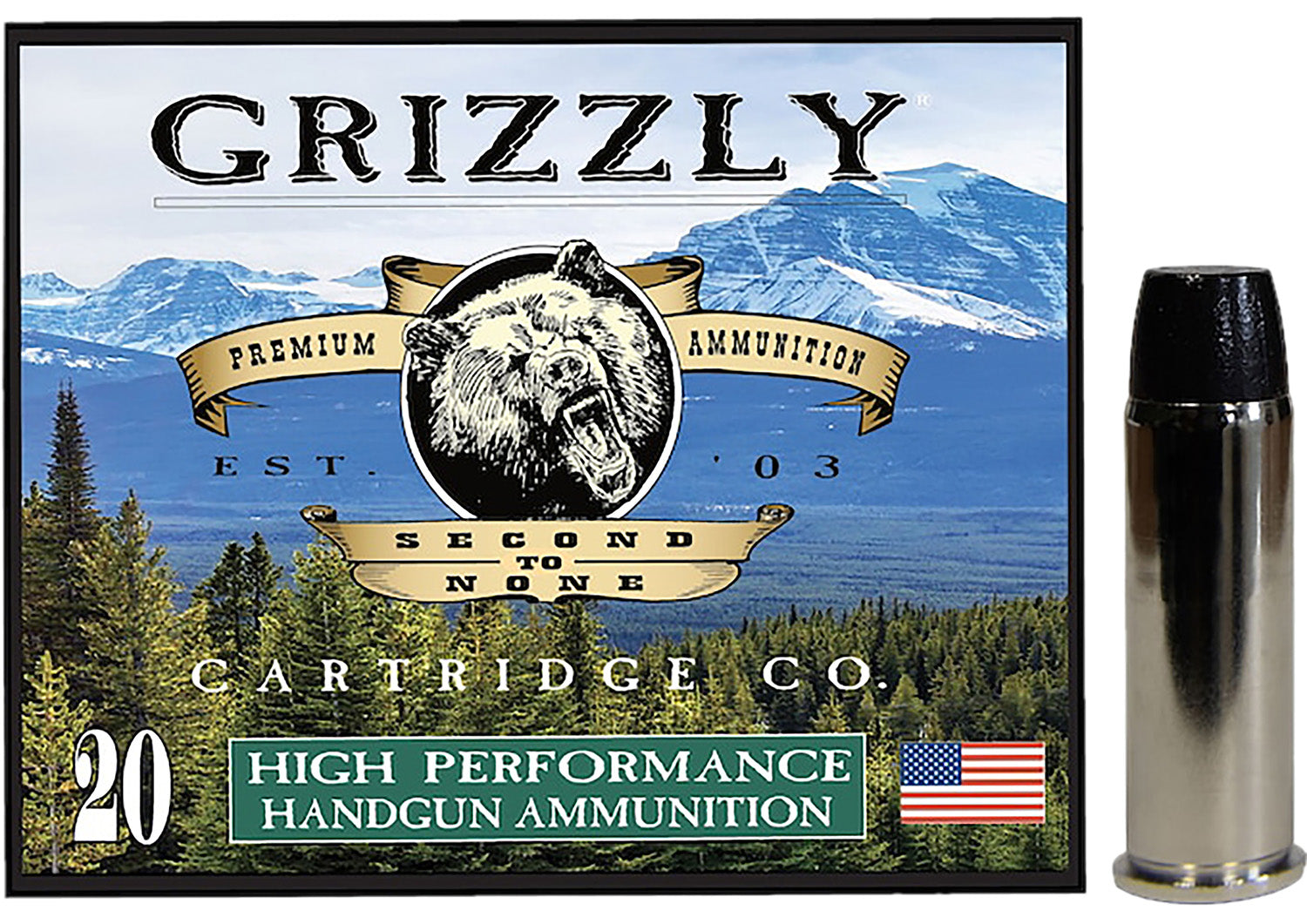 Grizzly Cartridge  .44 Magnum 260 grain Wide Flat Nose Gas Check ammunition