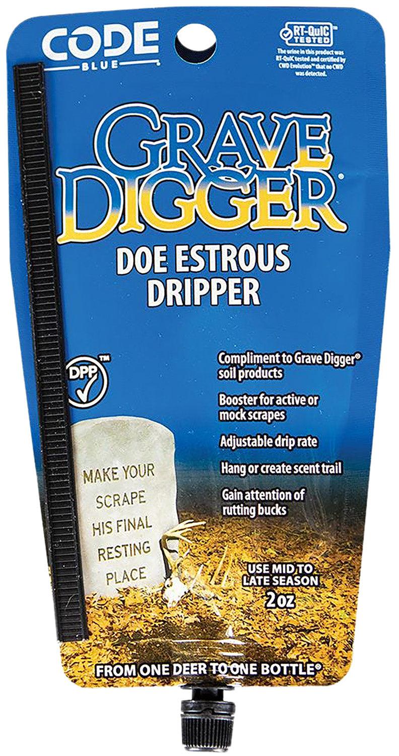 Code Blue Grave Digger Doe Estrous Dripper Deer Attractant 2 oz