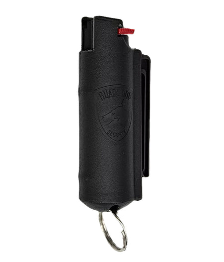 Guard Dog Quick Action Pepper Spray Black 16 ft Range Belt Clip and Keychain Included