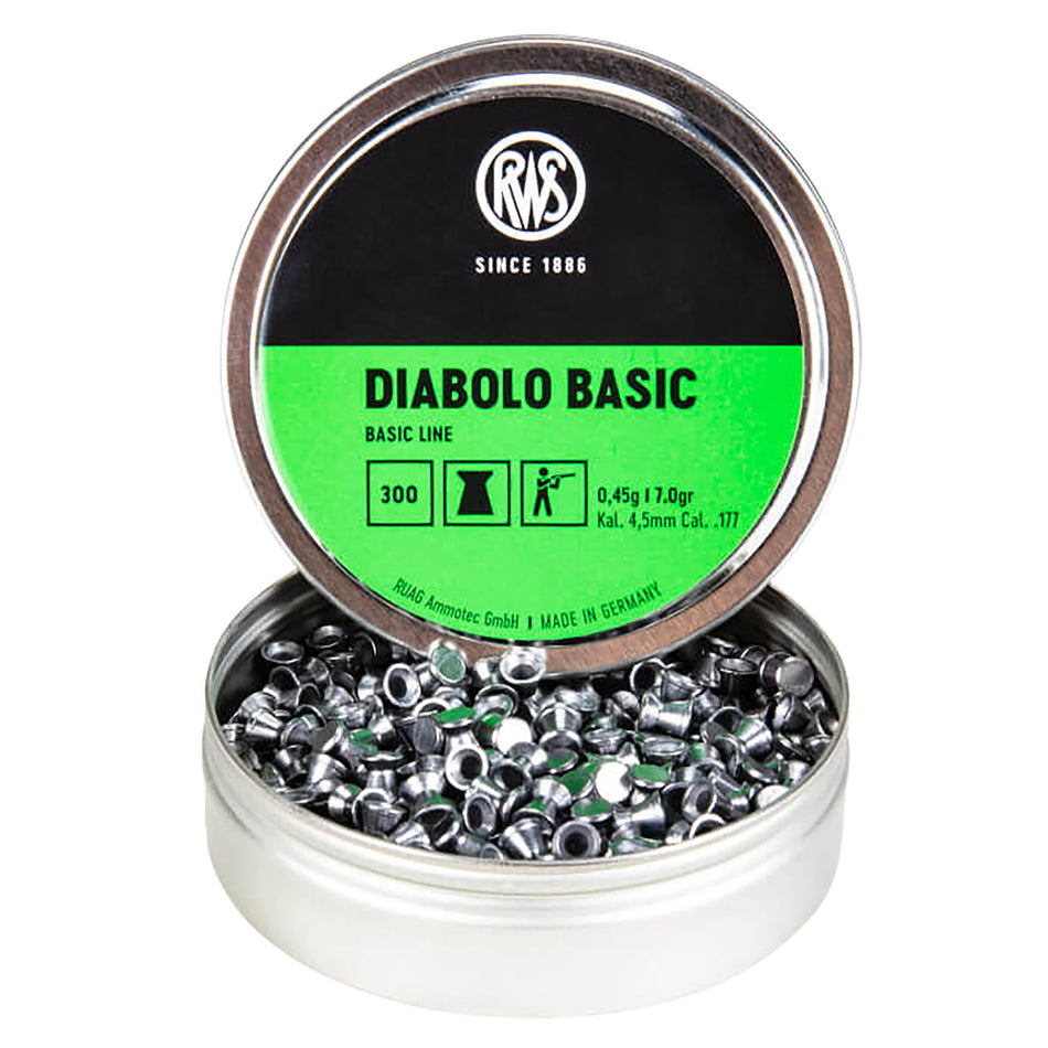 RWS Diabolo Basic .177 Lead Wadcutter Air Pellets 300-Count