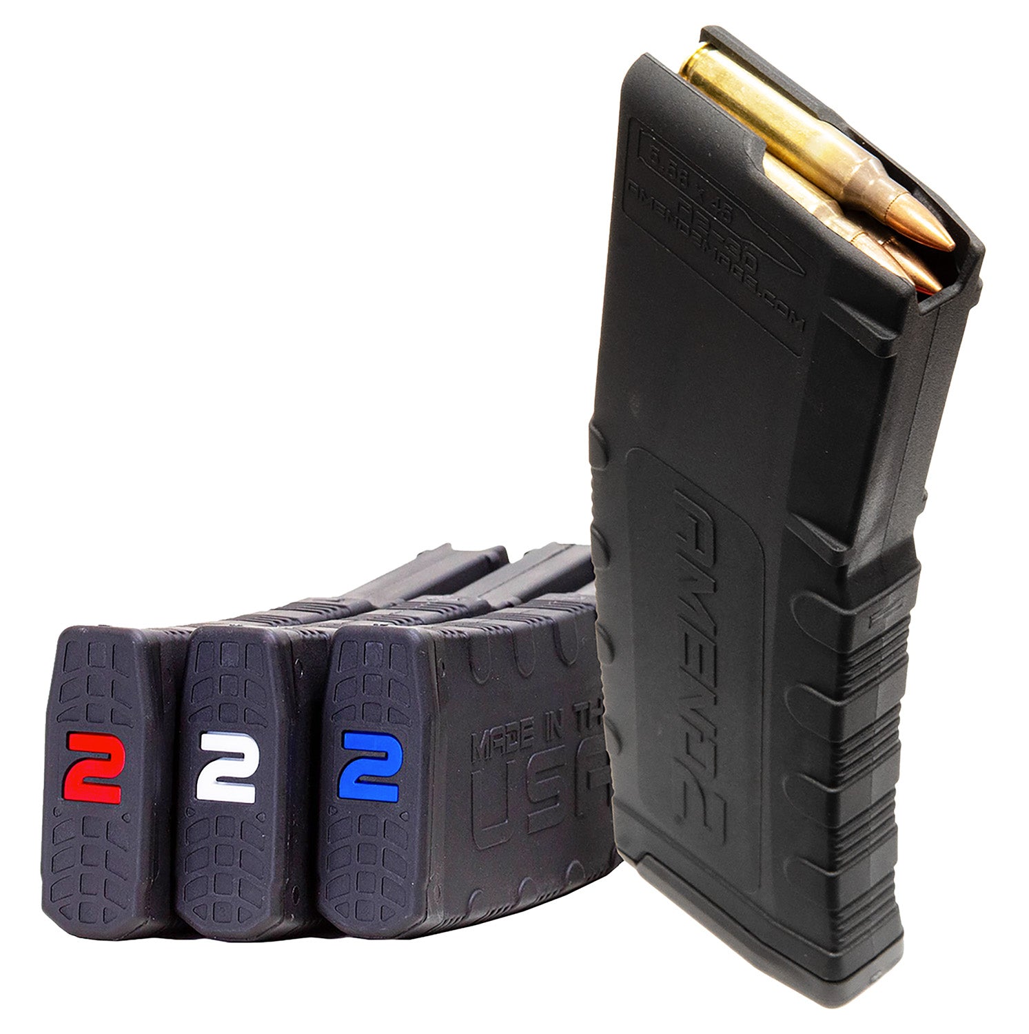 Amend2 3PACK556BLK30 MOD-2 30rd 5.56 NATO Fits AR-15 Red/White/Blue Polymer