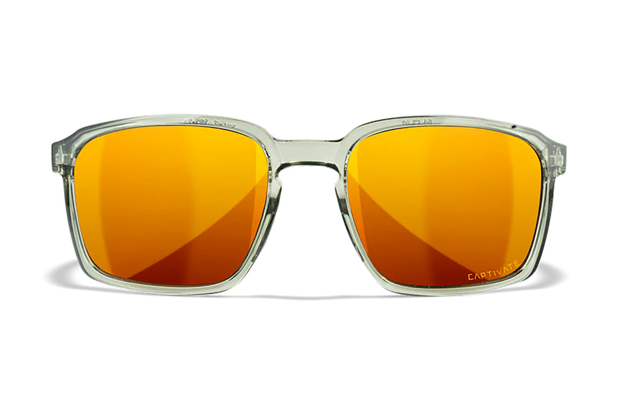 Wiley X Alfa M/L ANSI Z87.1+ Eyewear, Bronze Mirror Lens, Gloss Crystal Light Olive Frame