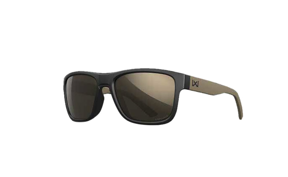 Wiley X Ovation ANSI Z87.1+ Eyewear, Tungsten Mirror Lens, Matte Black with Tan Frame