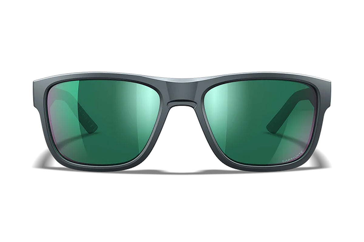 Wiley X Ovation ANSI Z87.1+ Eyewear, Green Mirror Lens, Dark Gray Frame