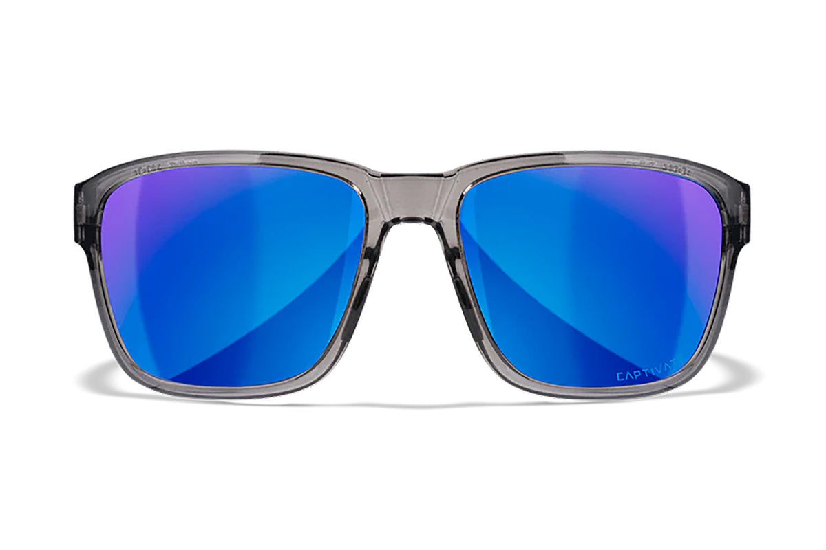 Wiley X Trek M/L ANSI Z87.1+ Eyewear, Blue Mirror Lens, Gloss Crystal Dark Gray Frame