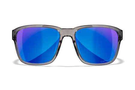 Wiley X Trek M/L ANSI Z87.1+ Eyewear, Blue Mirror Lens, Gloss Crystal Dark Gray Frame