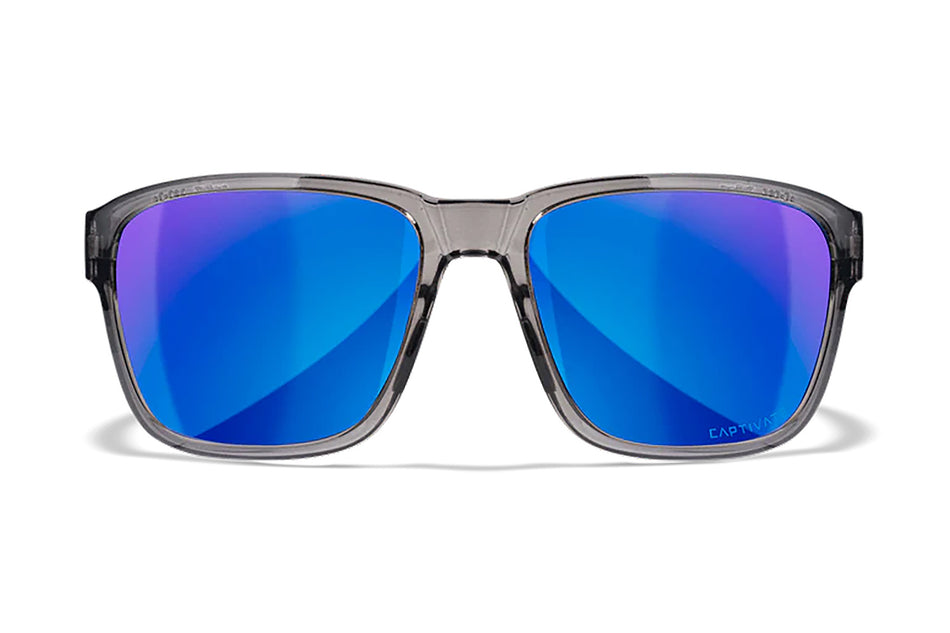 Wiley X Trek M/L ANSI Z87.1+ Eyewear, Blue Mirror Lens, Gloss Crystal Dark Gray Frame
