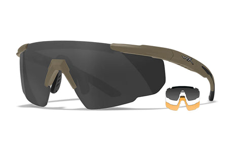 Wiley X Saber Advanced Smoke Gray Clear Light Rust Lens Tan Frame Glasses 308T