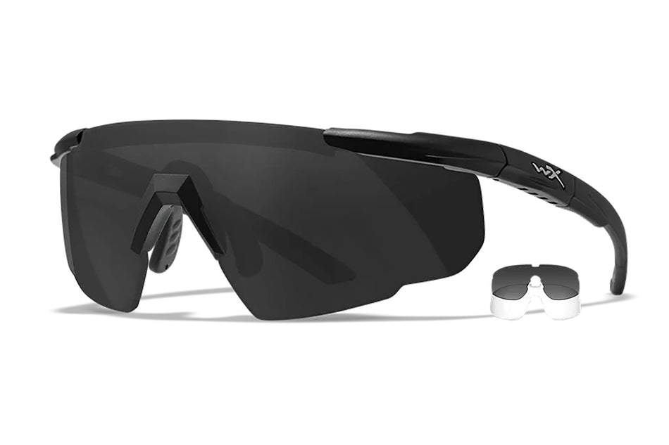 Wiley X Saber Advanced Smoke Gray and Clear Lens Black Frame Glasses 315