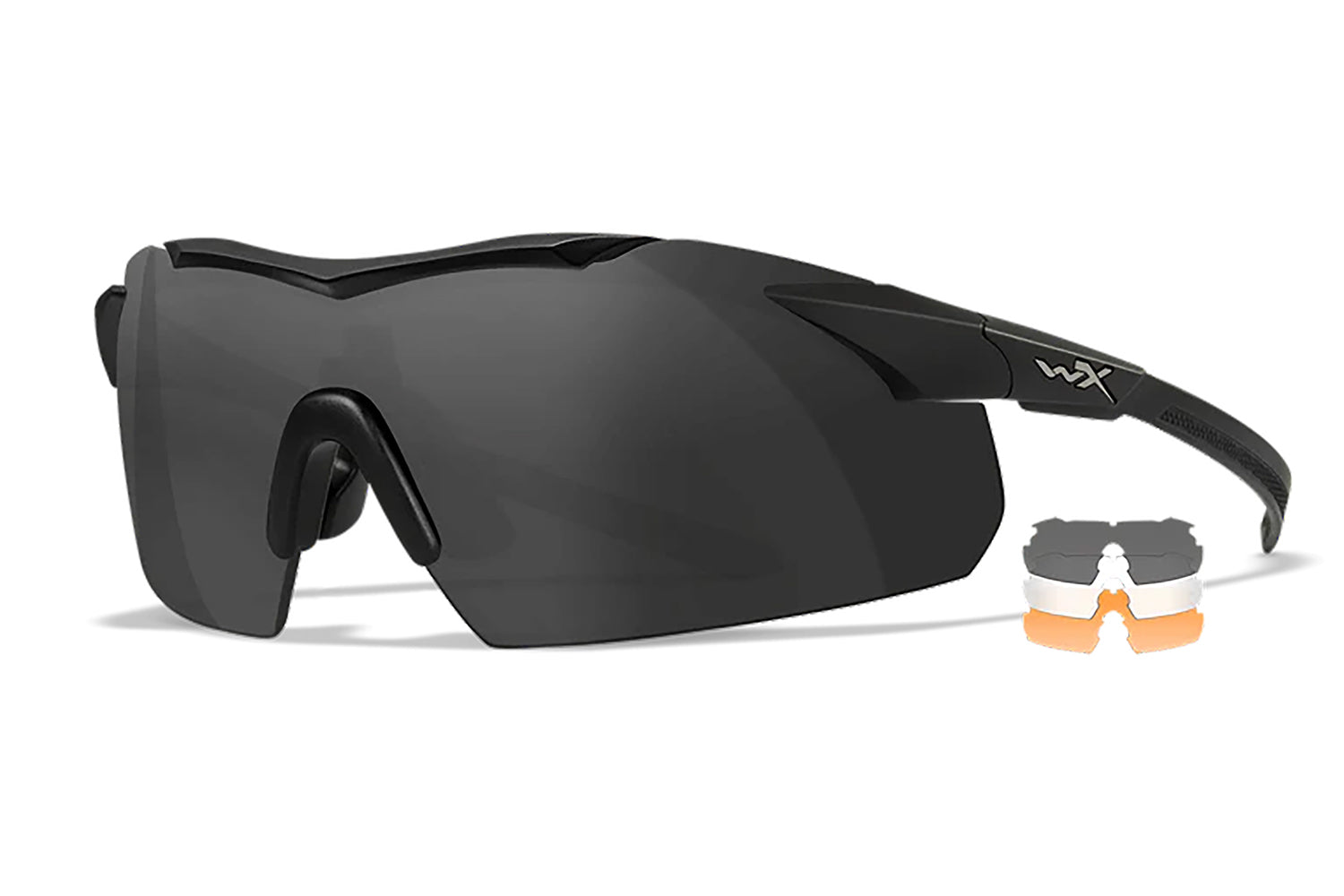 Wiley X Vapor Comm Temples Smoke Gray Clear Light Rust Lens Matte Black Frame Protective Glasses 3552