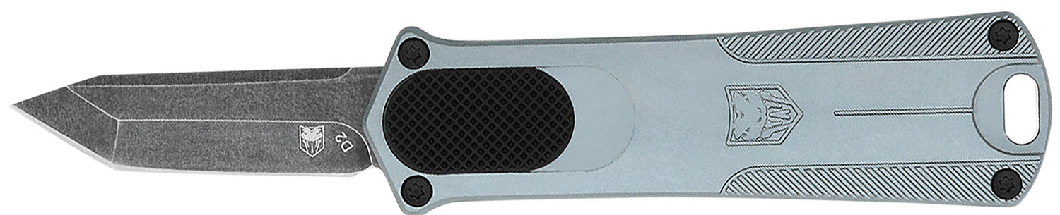 CobraTec California 952 Compliant OTF 1.75" Stonewashed D2 Tanto Blade 3" Gray Anodized Aluminum Handle