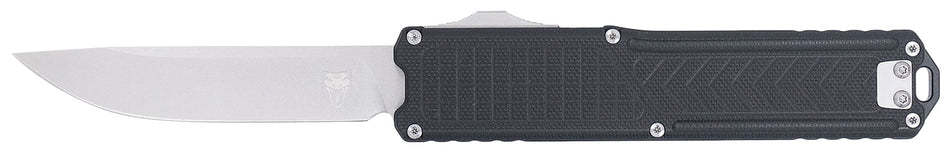 CobraTec CTRNGBLKDNS Ranger 3.25" OTF Plain D2 Stonewashed Blade 4.75" Black G10 Scales w/Lanyard Loop