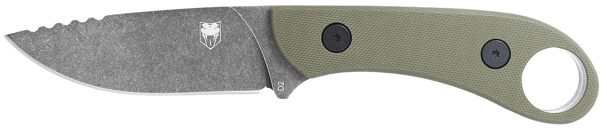CobraTec Knives Skinner Gen II 3.50" Fixed Stonewashed D2 Blade, OD Green Textured G10 Scales, Finger Ring, Kydex Sheath Included