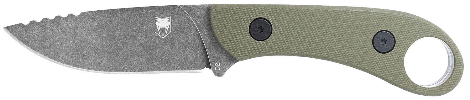 CobraTec Knives Skinner Gen II 3.50" Fixed Stonewashed D2 Blade, OD Green Textured G10 Scales, Finger Ring, Kydex Sheath Included